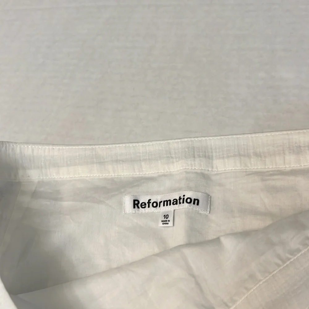 REFORMATION WOMENS WHITE COTTON SAILS SKIRT WITH SLIT SIZE 10